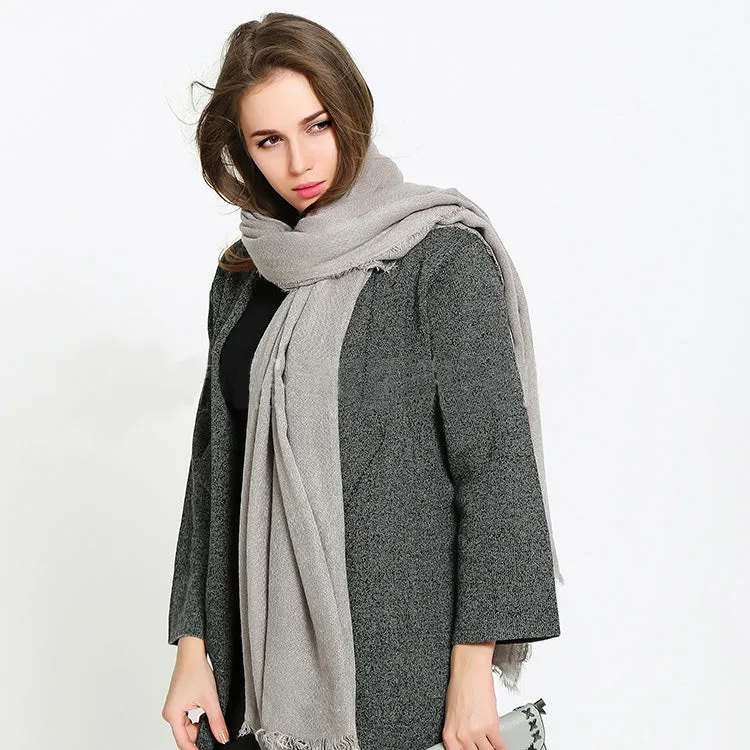Vintage-Inspired Cashmere Frayed Hem Scarf