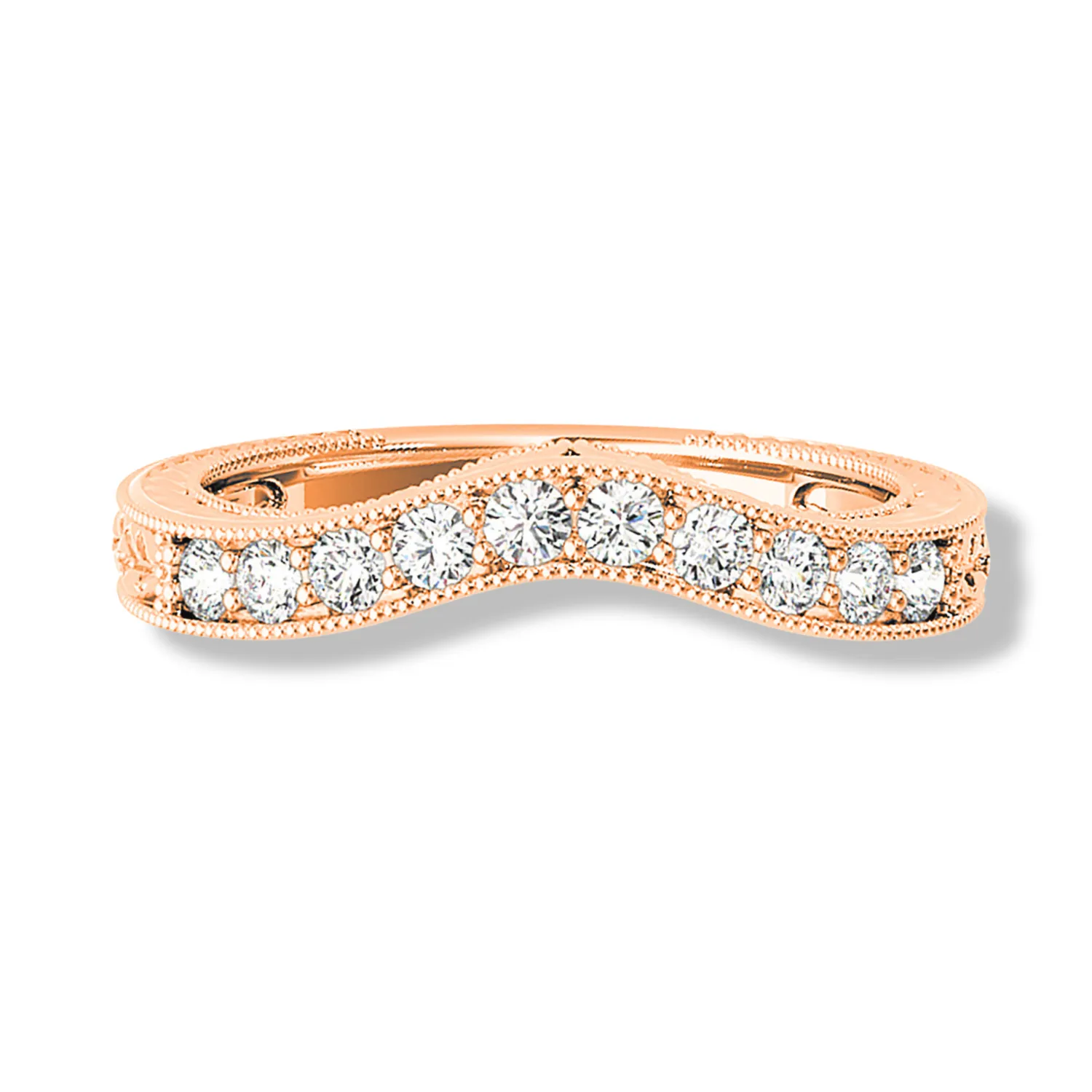 Vintage Inspired Diamond Curved Wedding Band