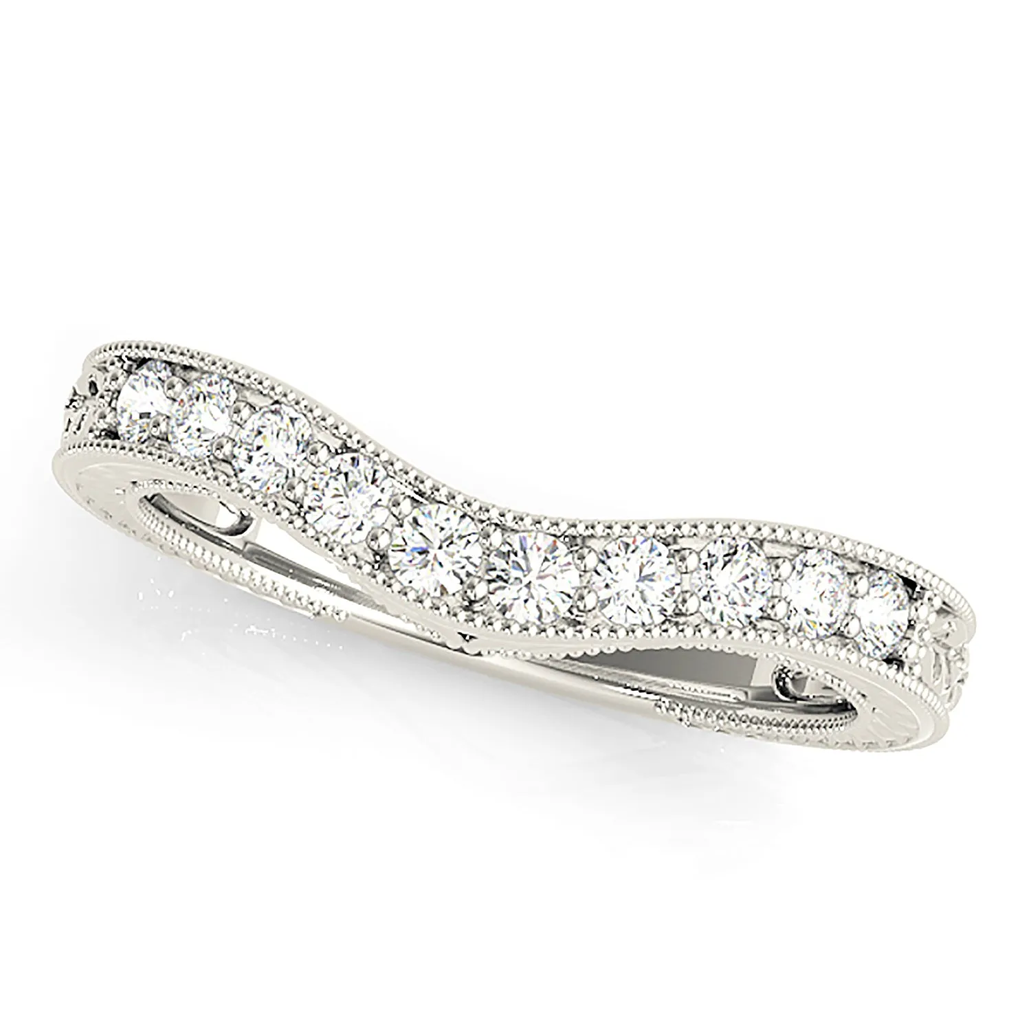Vintage Inspired Diamond Curved Wedding Band