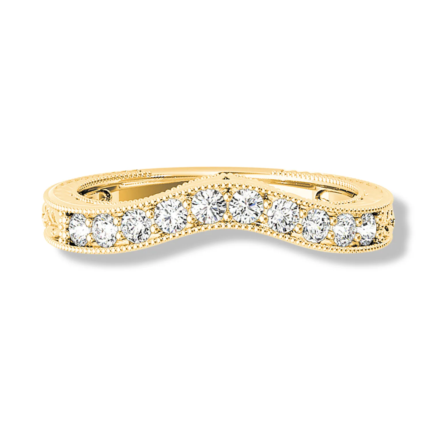 Vintage Inspired Diamond Curved Wedding Band