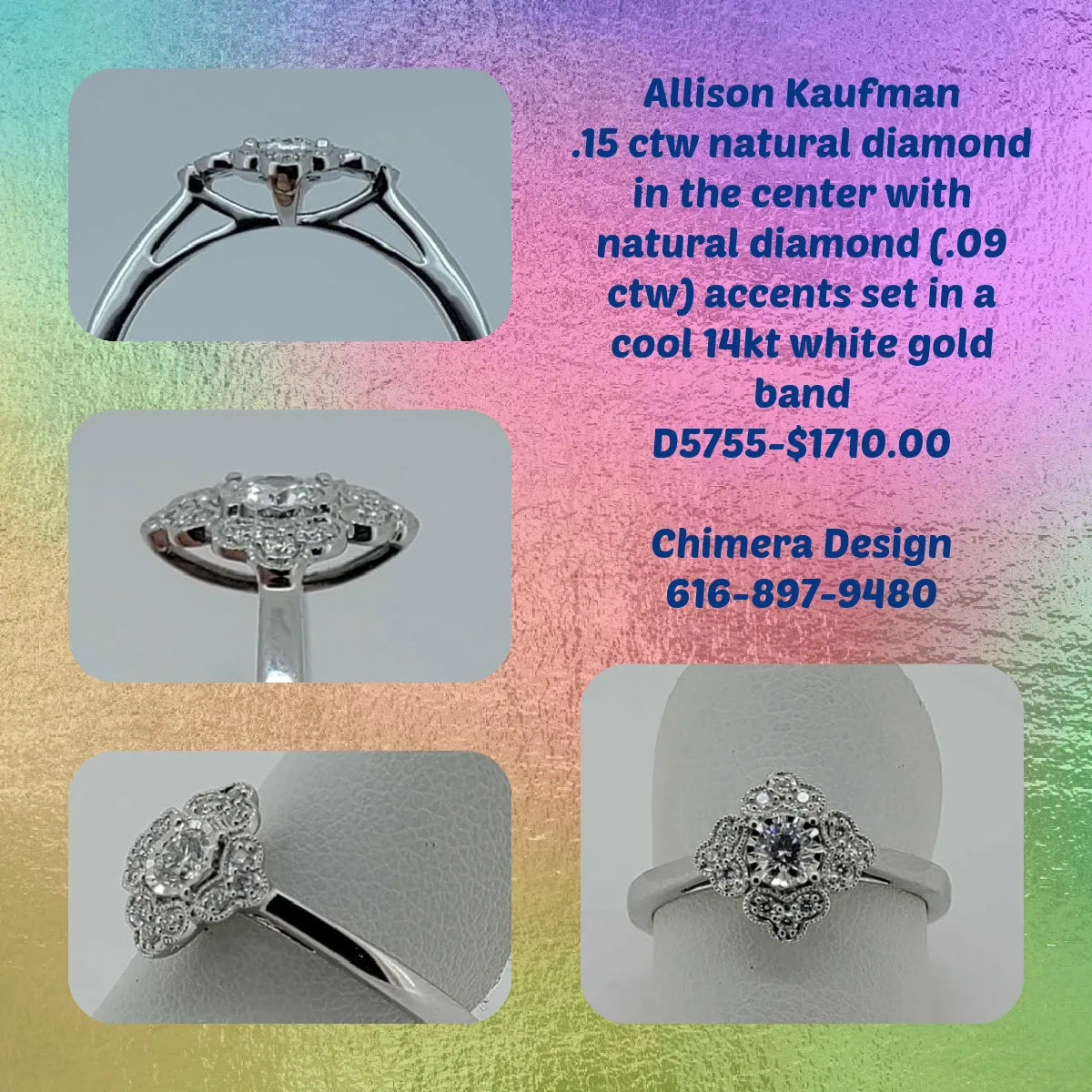 Vintage inspired diamond ring from Allison Kaufman