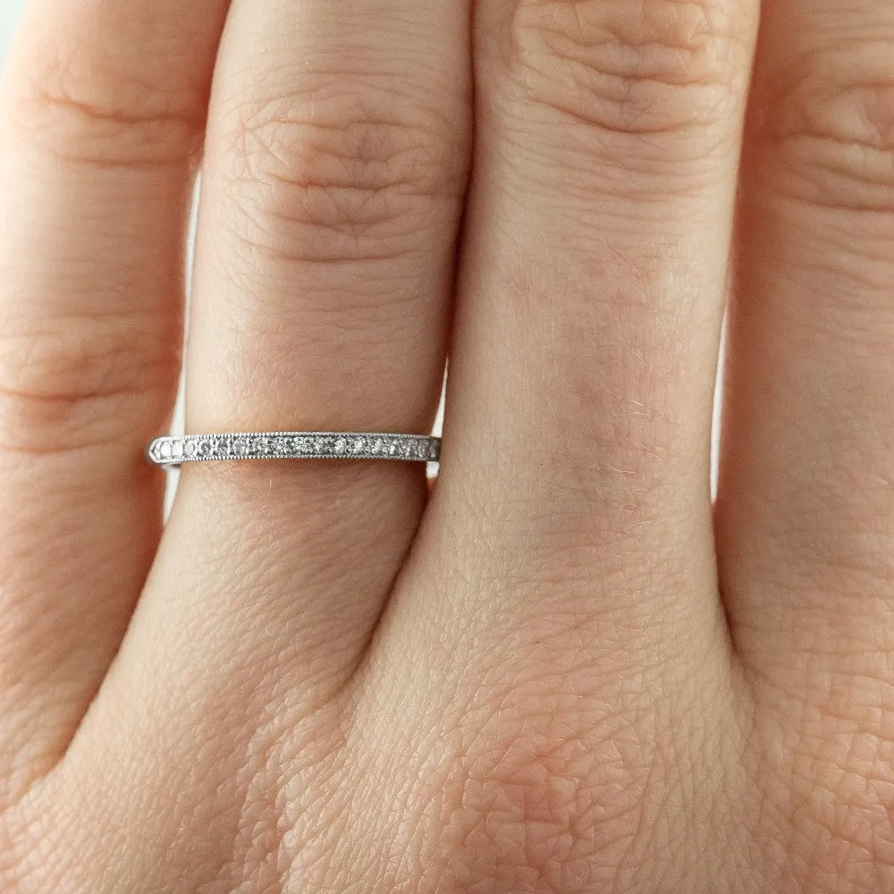 Vintage Inspired Diamond Wedding Band, Jamie Setting, Platinum