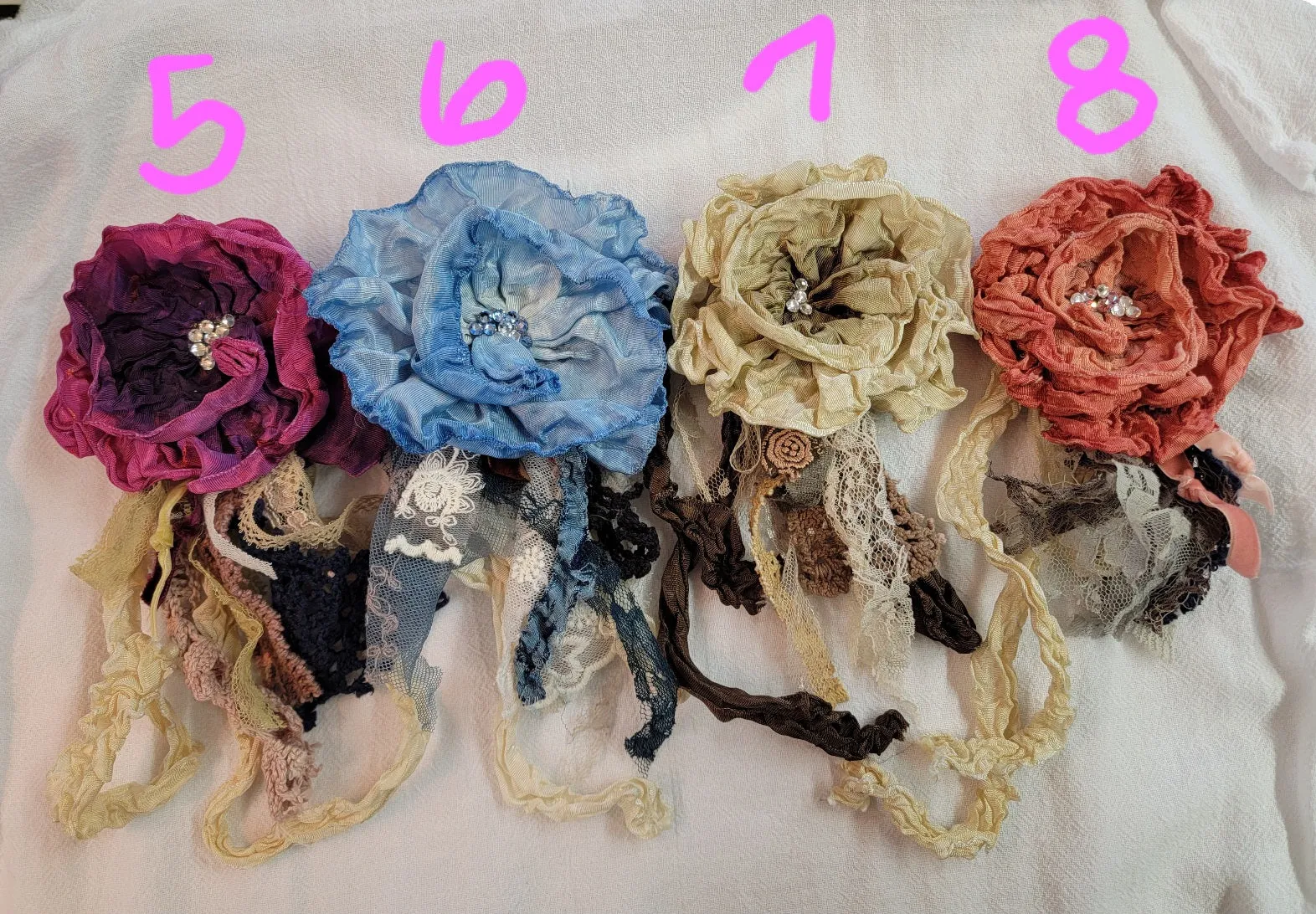 Vintage-Inspired Handcrafted Fabric Flowers Brooch/Necklace