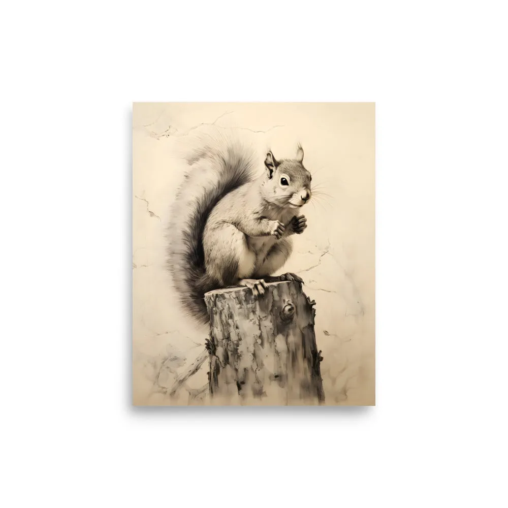 Vintage-Inspired Squirrel Art Print