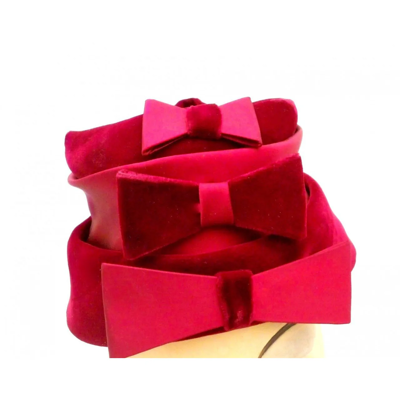Vintage Ladies Cocktail Hat  Claret Red Velvet Marilyn NOS 1950s
