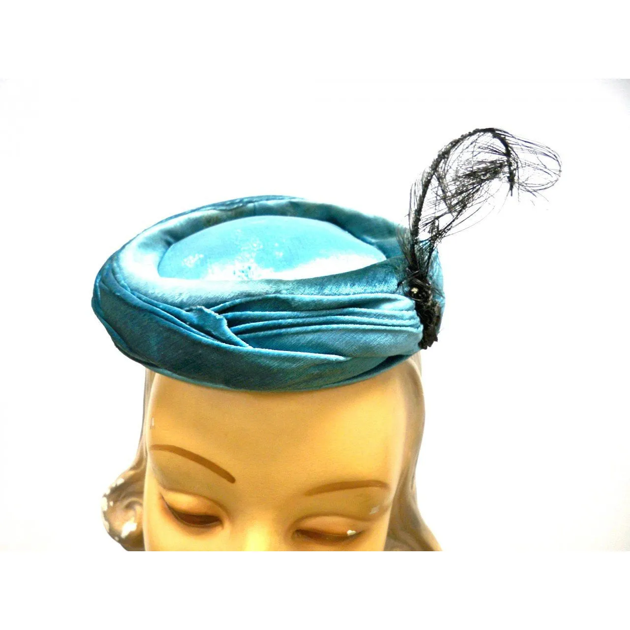 Vintage Ladies Cocktail Hat Luci Puci Turquoise  1950S One Size Fits All