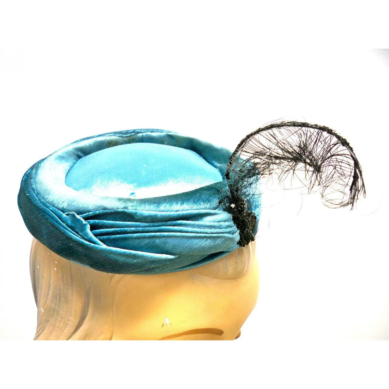 Vintage Ladies Cocktail Hat Luci Puci Turquoise  1950S One Size Fits All