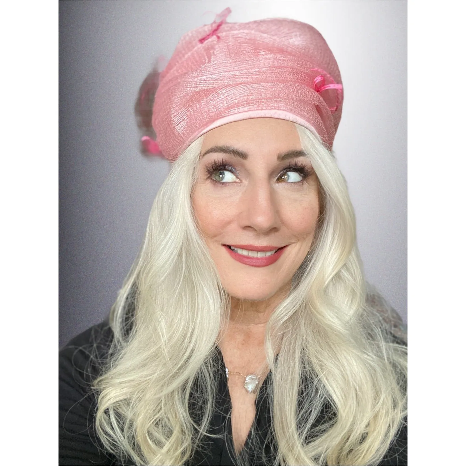 Vintage Ladies Hat Cotton Candy Pink Horsehair 1960s