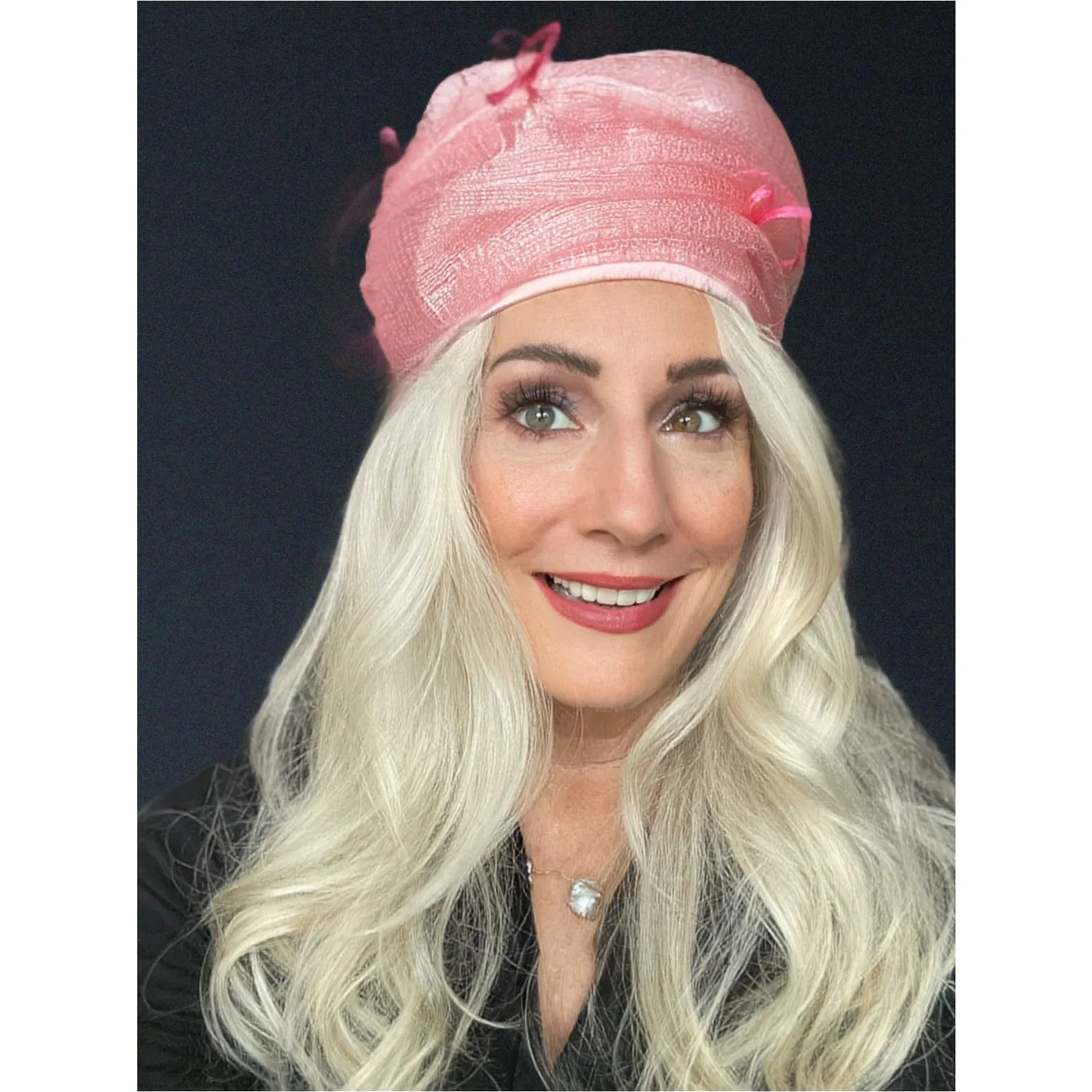Vintage Ladies Hat Cotton Candy Pink Horsehair 1960s