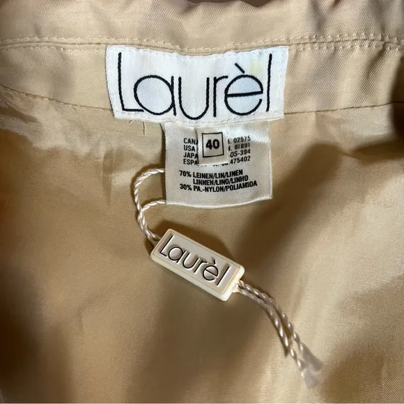 Vintage Laurel Safari Linen Blend Full Zip Shirtdress Dress Size 40 EUC