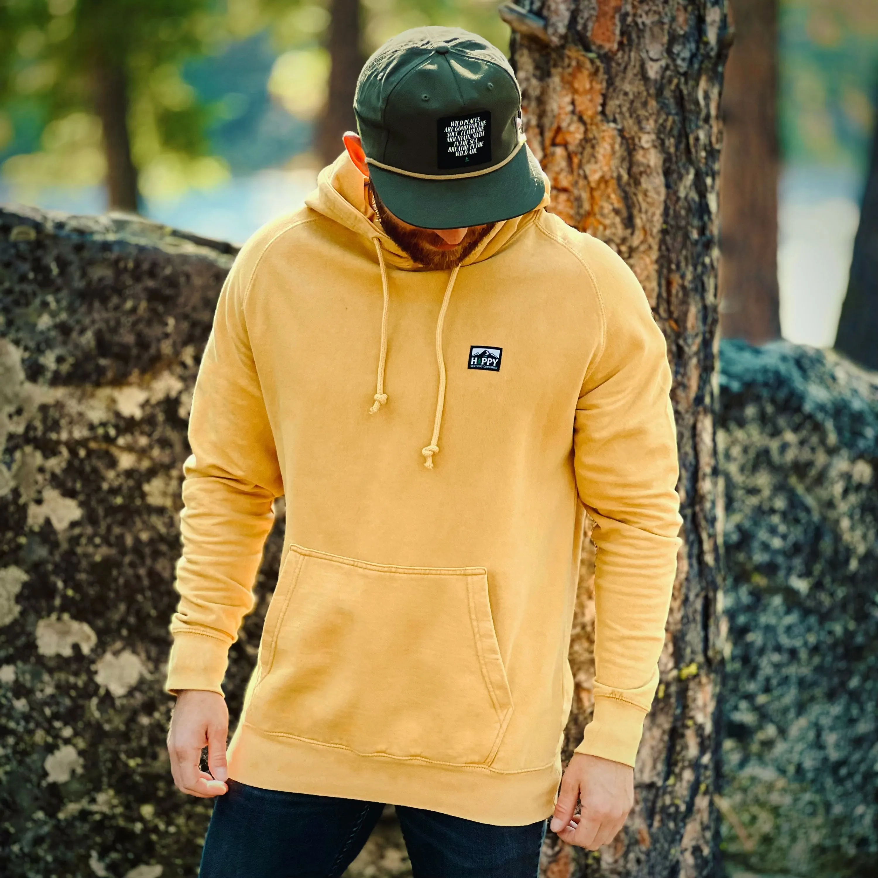 Vintage Mineral-Washed Raglan Hoodie w / Logo Label