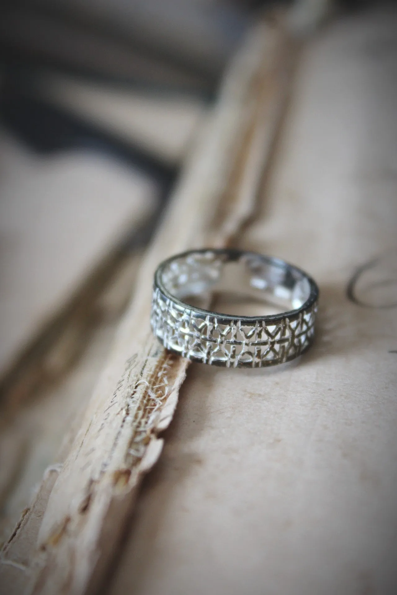 Vintage Openwork Lattice Sterling Silver Ring.