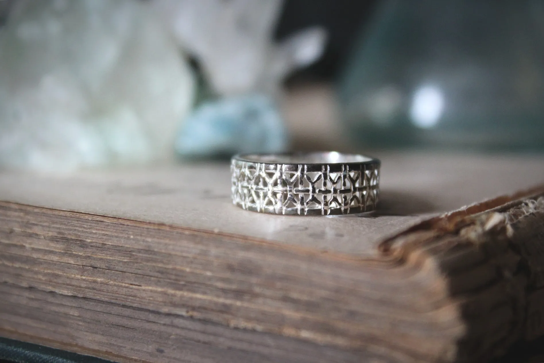 Vintage Openwork Lattice Sterling Silver Ring.