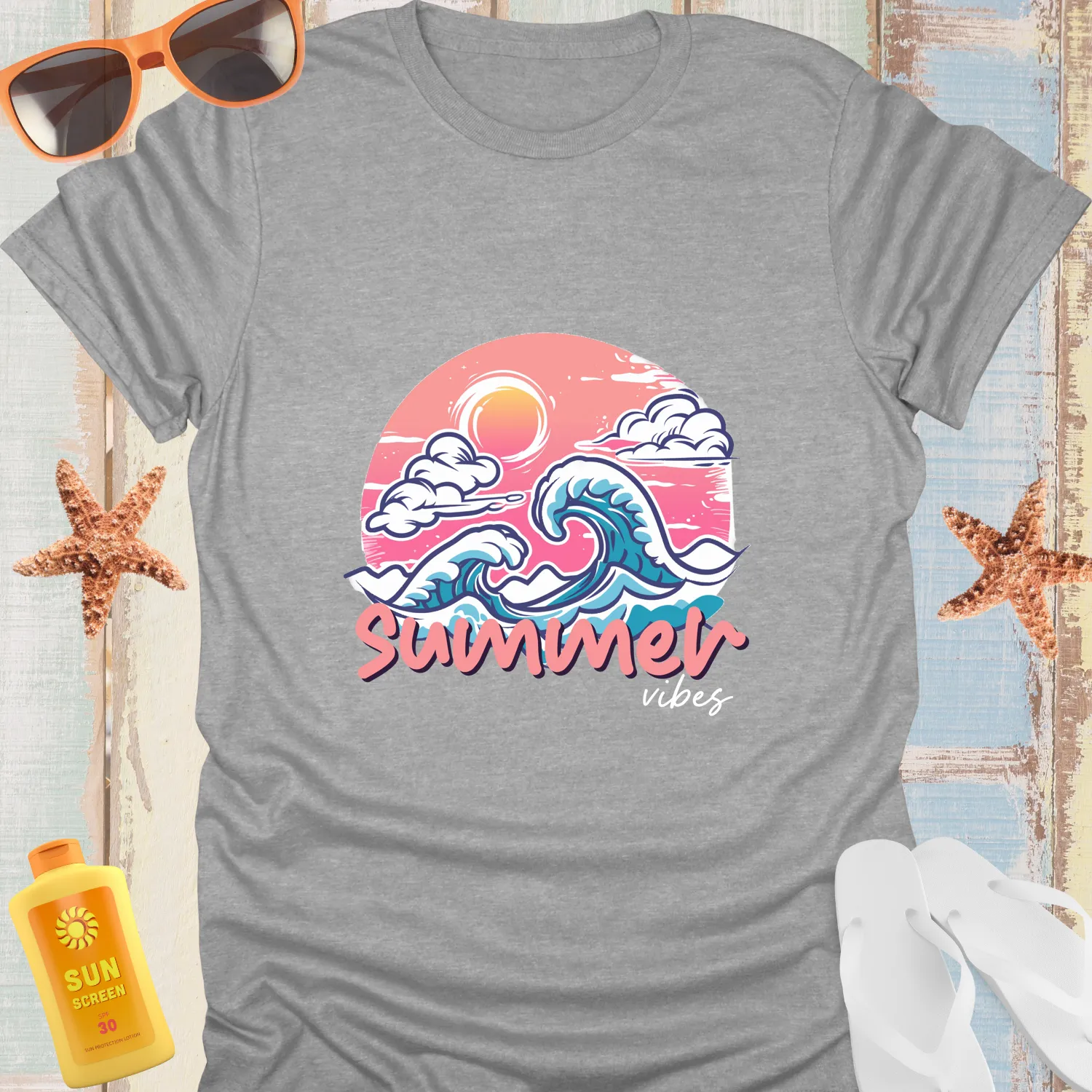 Vintage Style Summer Vibes Beach Scene Tshirt
