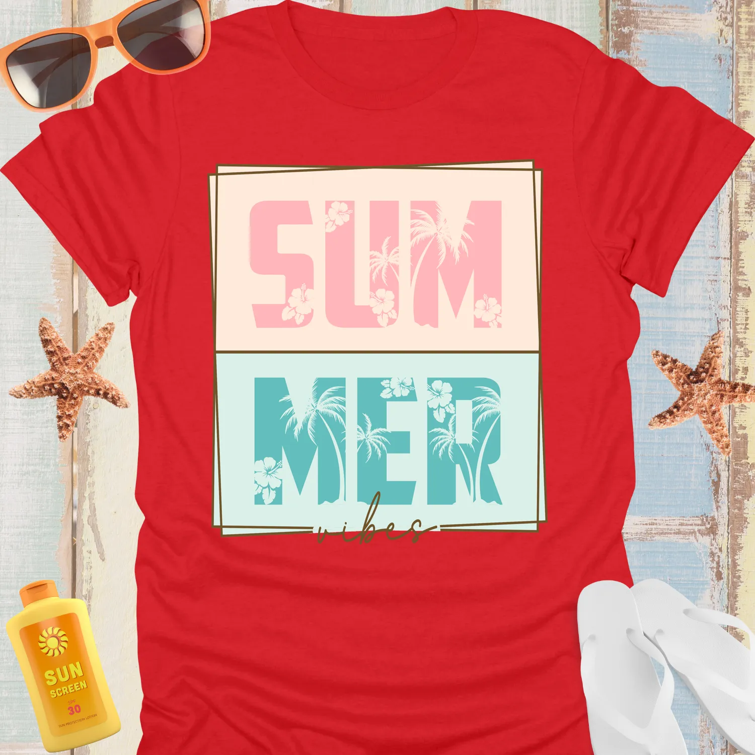 Vintage Summer Vibes T-Shirt With Tropical Design
