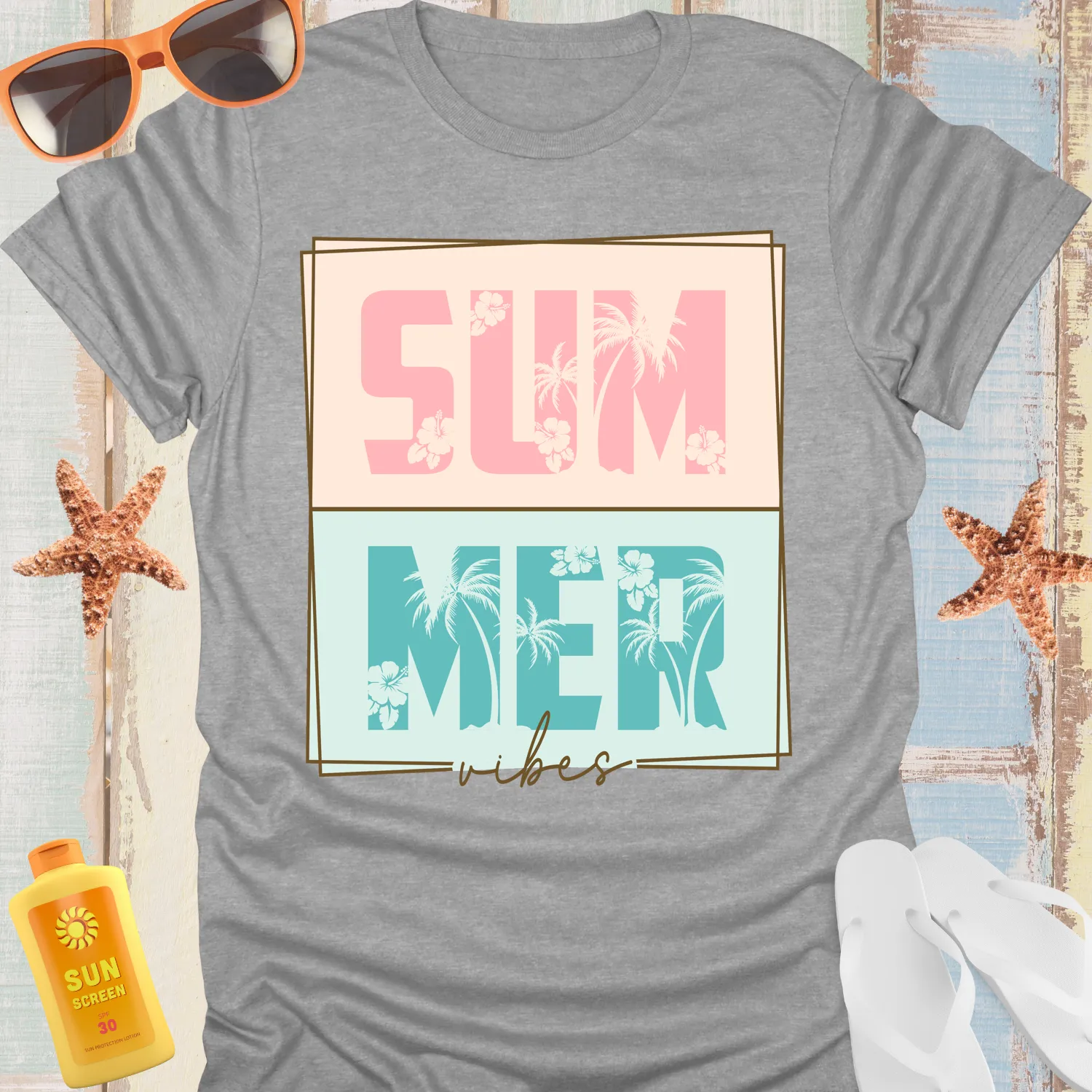 Vintage Summer Vibes T-Shirt With Tropical Design