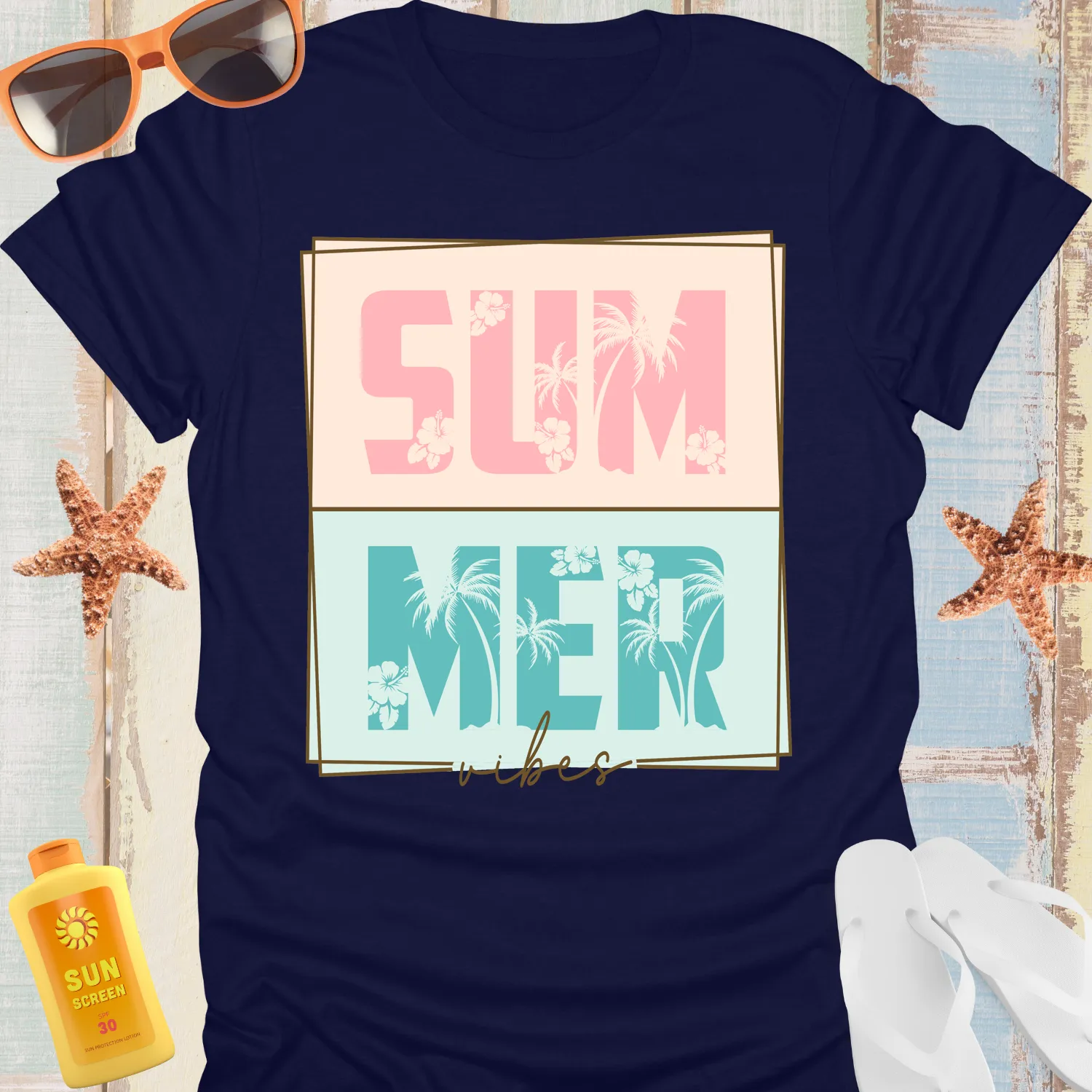 Vintage Summer Vibes T-Shirt With Tropical Design
