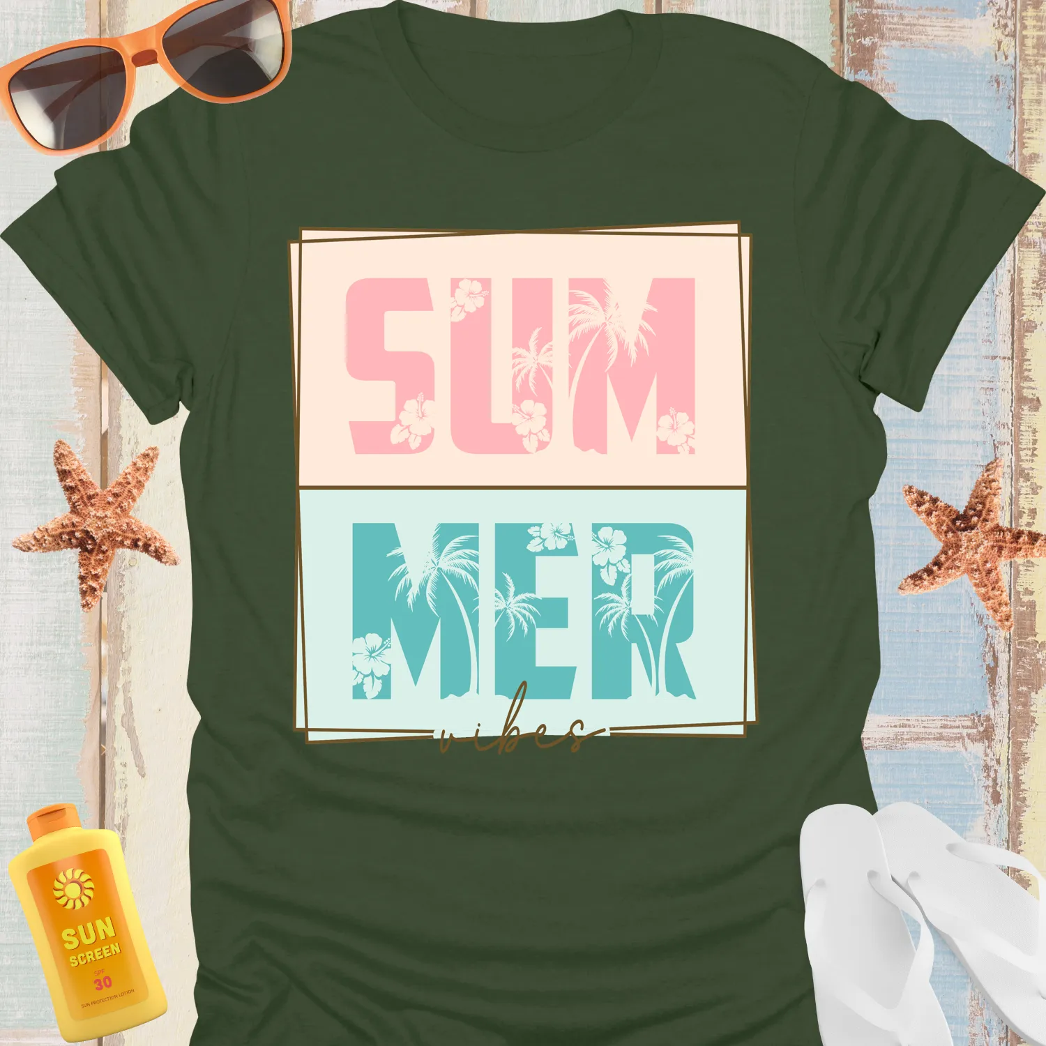 Vintage Summer Vibes T-Shirt With Tropical Design