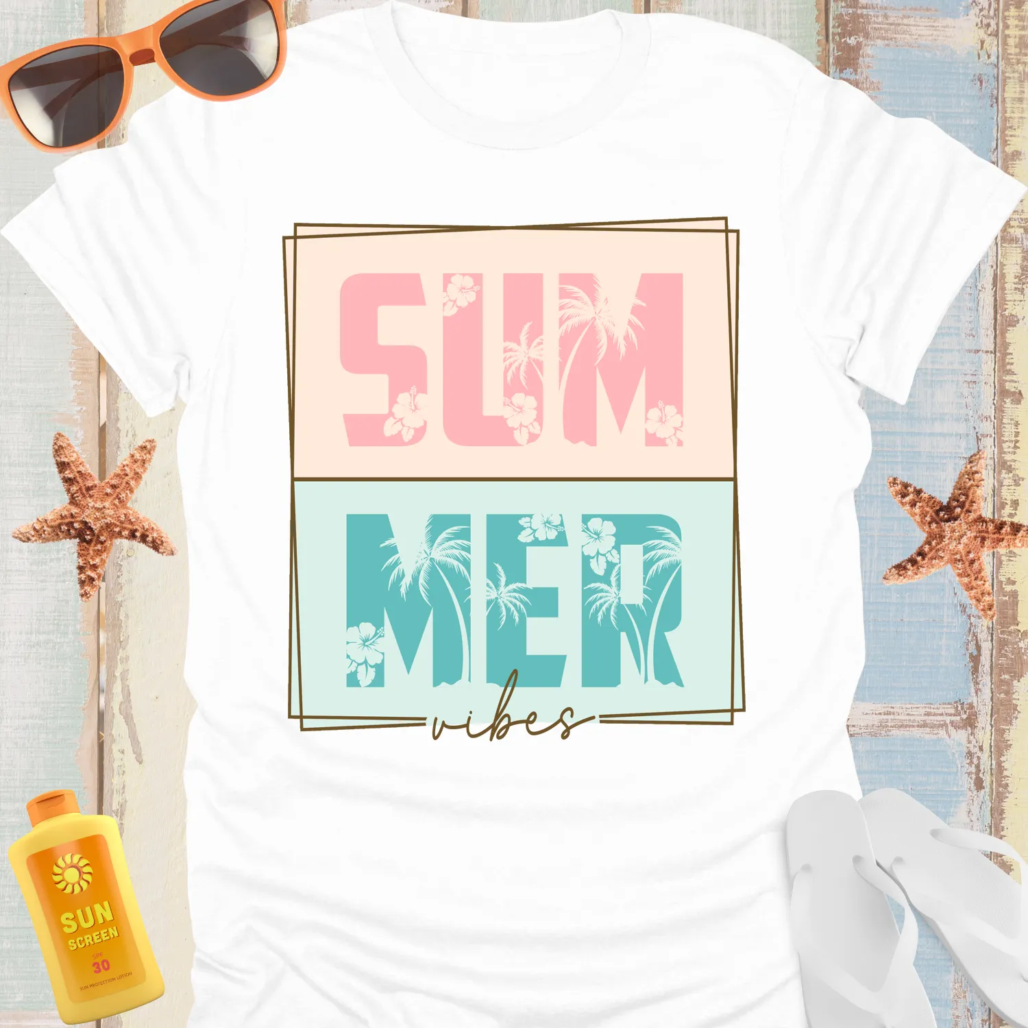 Vintage Summer Vibes T-Shirt With Tropical Design