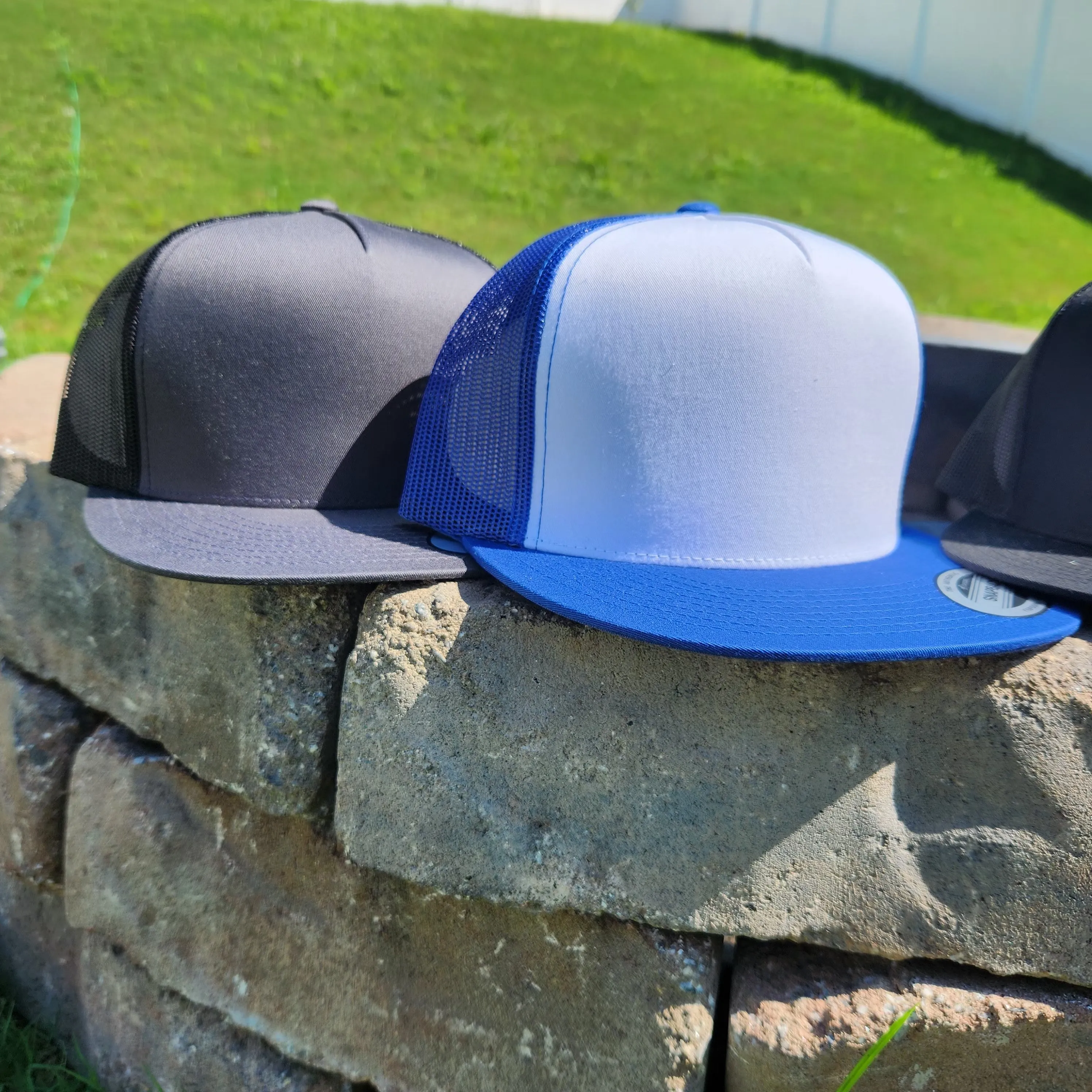 Vintage Trucker Hat with White Front Panel and Mesh Back | Adult Classic Cap with Polyester Blend