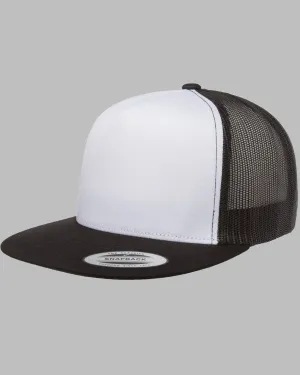Vintage Trucker Hat with White Front Panel and Mesh Back | Adult Classic Cap with Polyester Blend
