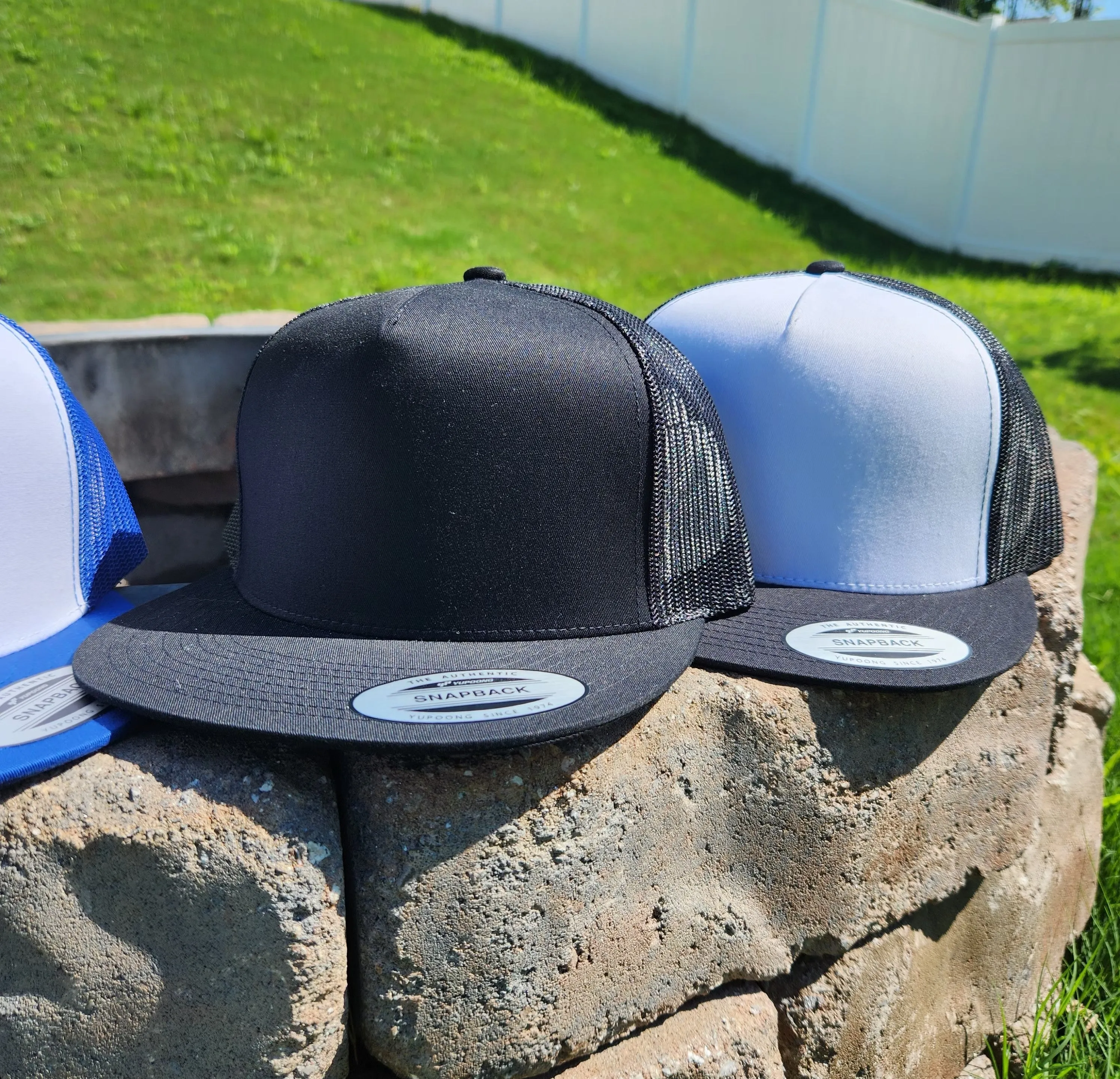 Vintage Trucker Hat with White Front Panel and Mesh Back | Adult Classic Cap with Polyester Blend