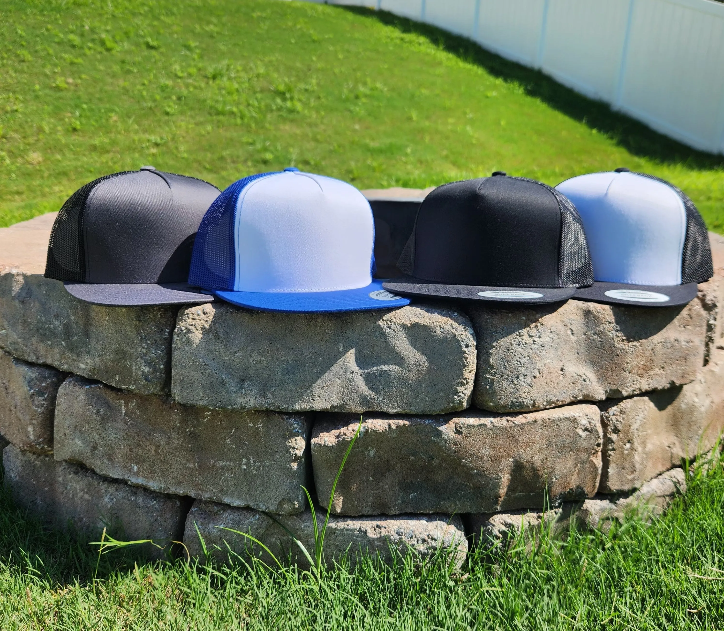 Vintage Trucker Hat with White Front Panel and Mesh Back | Adult Classic Cap with Polyester Blend
