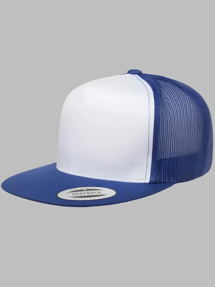 Vintage Trucker Hat with White Front Panel and Mesh Back | Adult Classic Cap with Polyester Blend