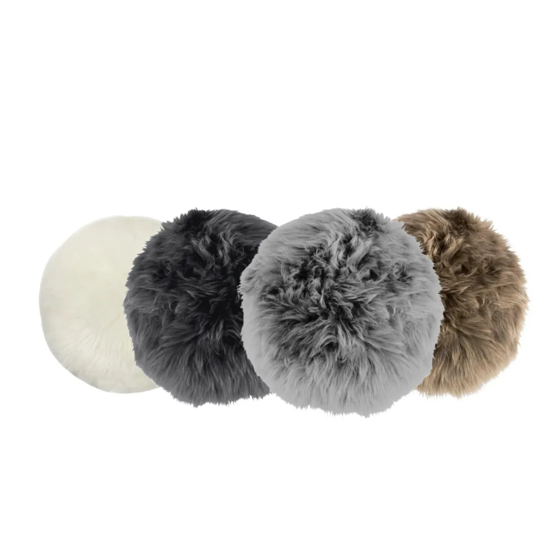 Virgin Australian Sheep Fur 16” Round Pillow VSF16DPLS DZ