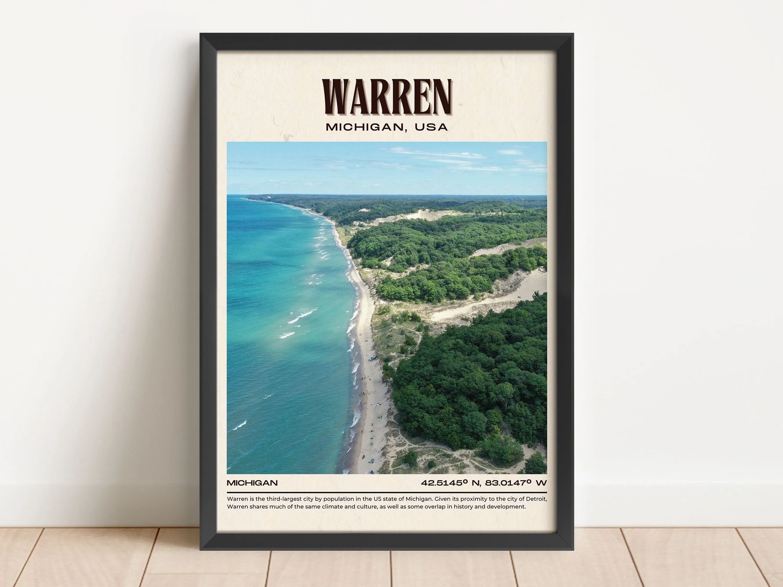 Warren Vintage Wall Art, Michigan, USA
