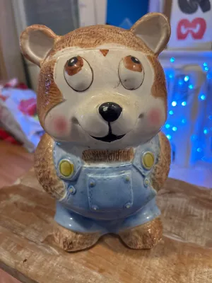 Weiss Teddy Bear Cookie Jar Hand Painted Brazil
