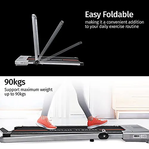 WELCARE MAXPRO PTM-X1 Under Desk Treadmill 2HP (Peak) Motorized Foldable PRE-INSTALLED Aerobic Treadmill, Walking PAD with LED Display
