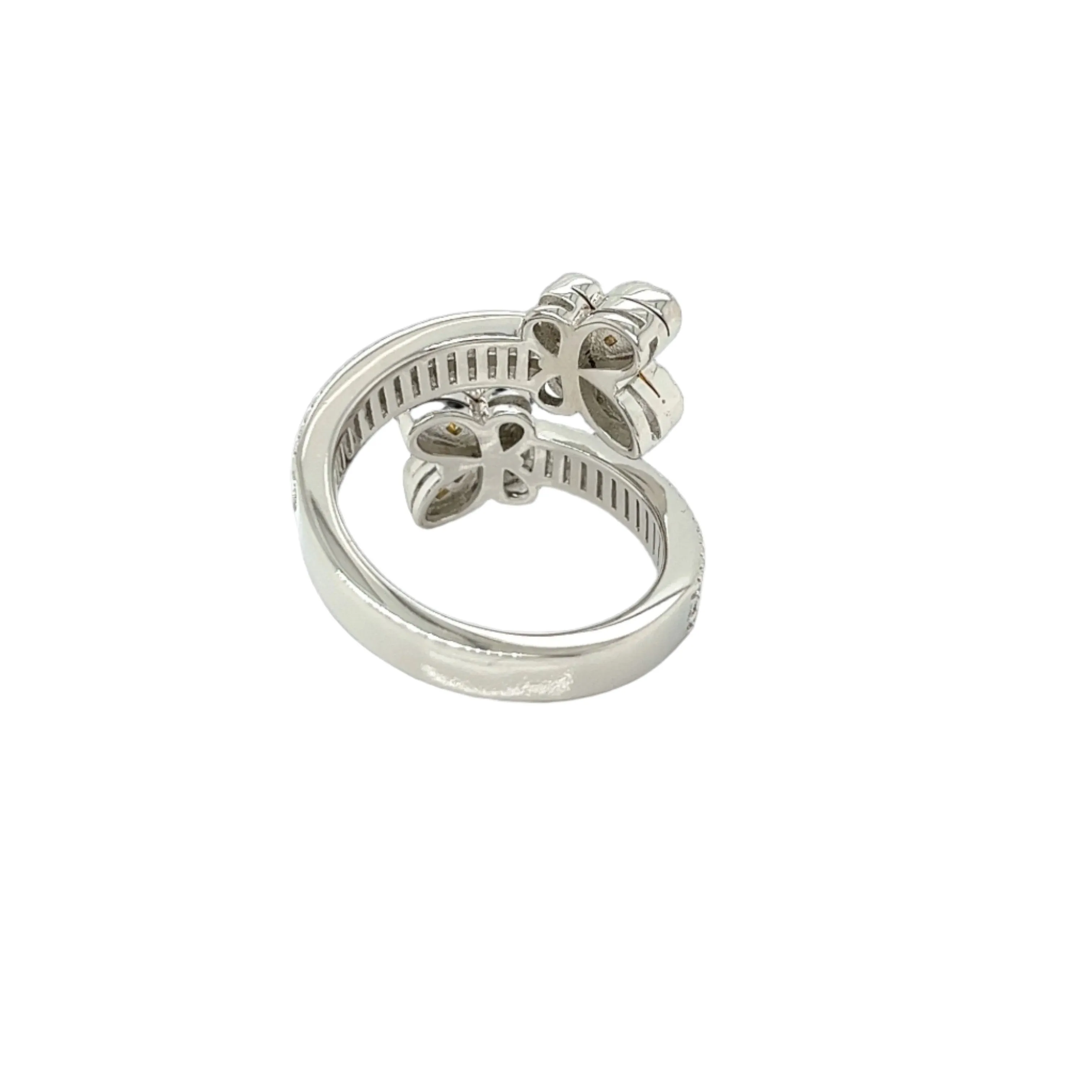 Whimsical Butterfly Open Ring with Yellow and Clear Cubic Zirconia - C10561159