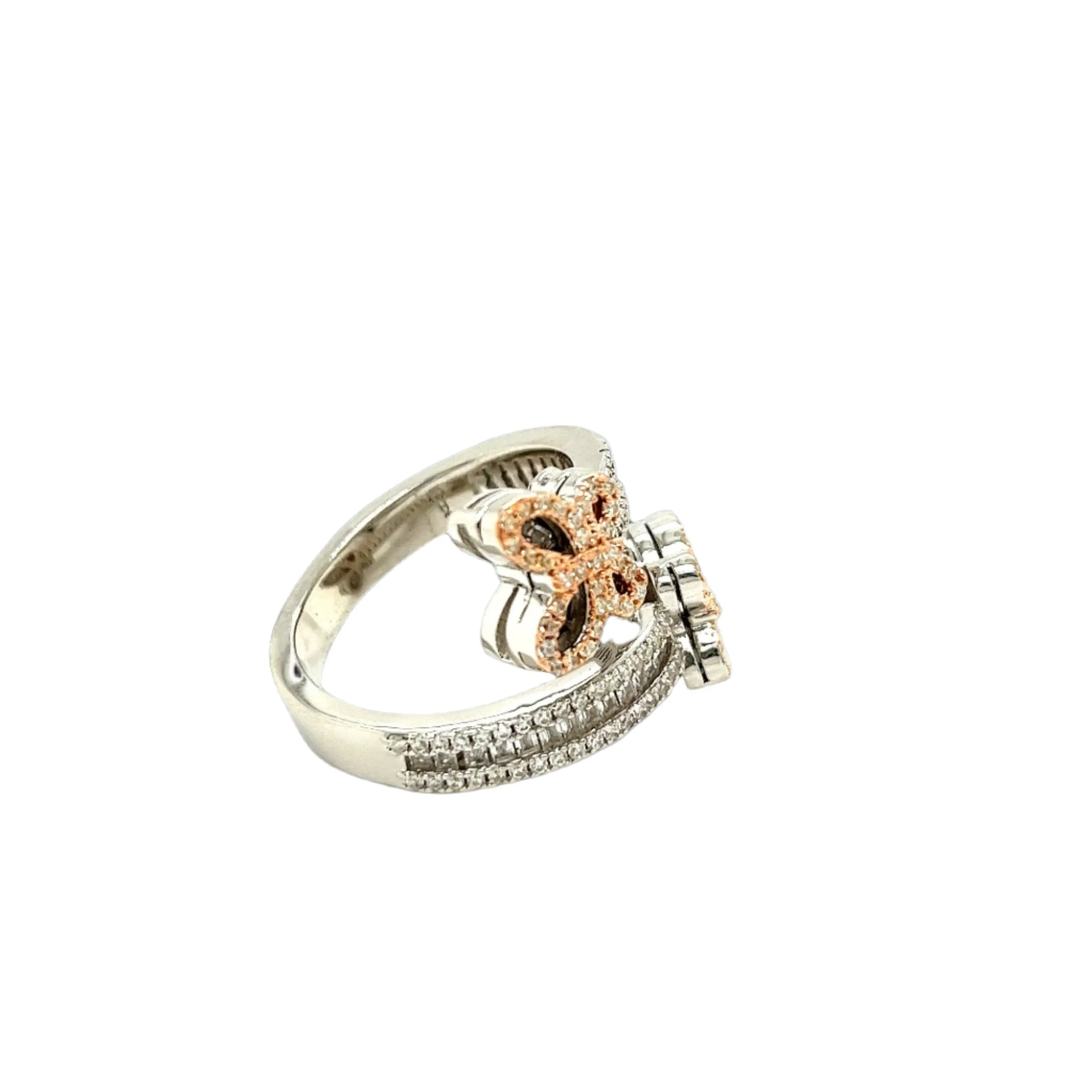 Whimsical Butterfly Open Ring with Yellow and Clear Cubic Zirconia - C10561159