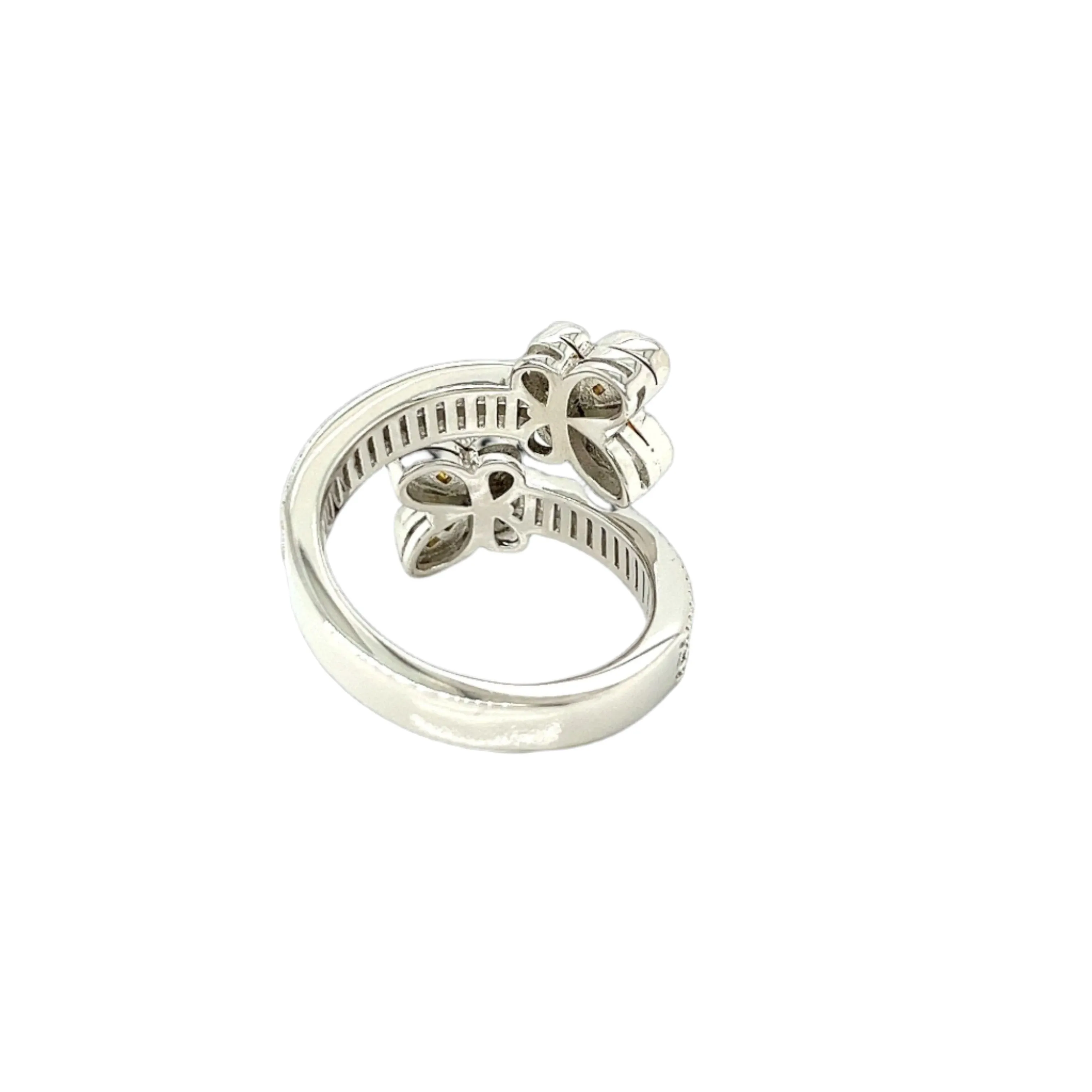 Whimsical Butterfly Open Ring with Yellow and Clear Cubic Zirconia - C10561159