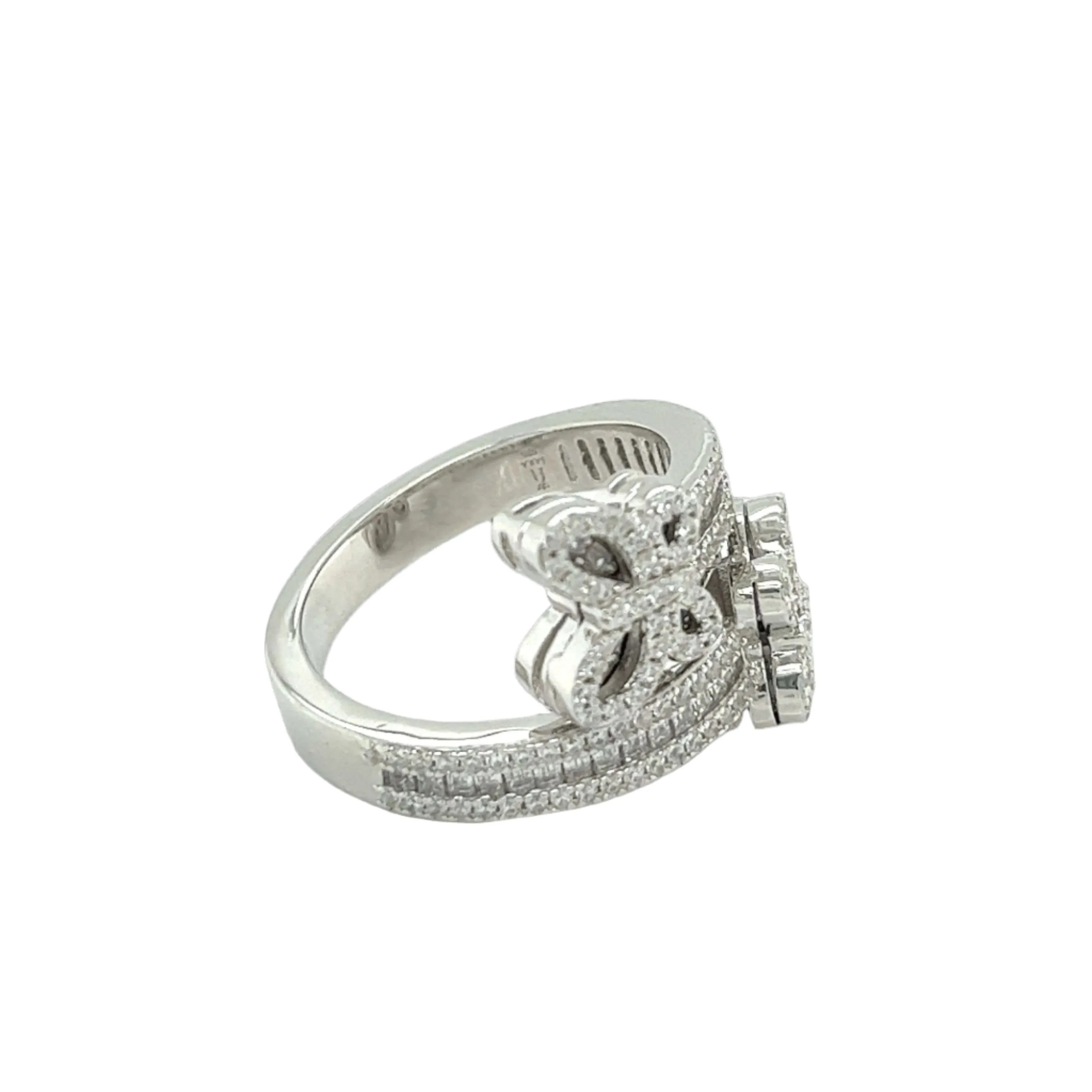 Whimsical Butterfly Open Ring with Yellow and Clear Cubic Zirconia - C10561159