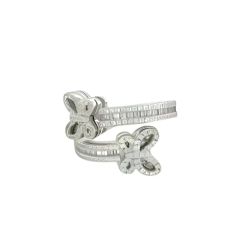 Whimsical Butterfly Open Ring with Yellow and Clear Cubic Zirconia - C10561159