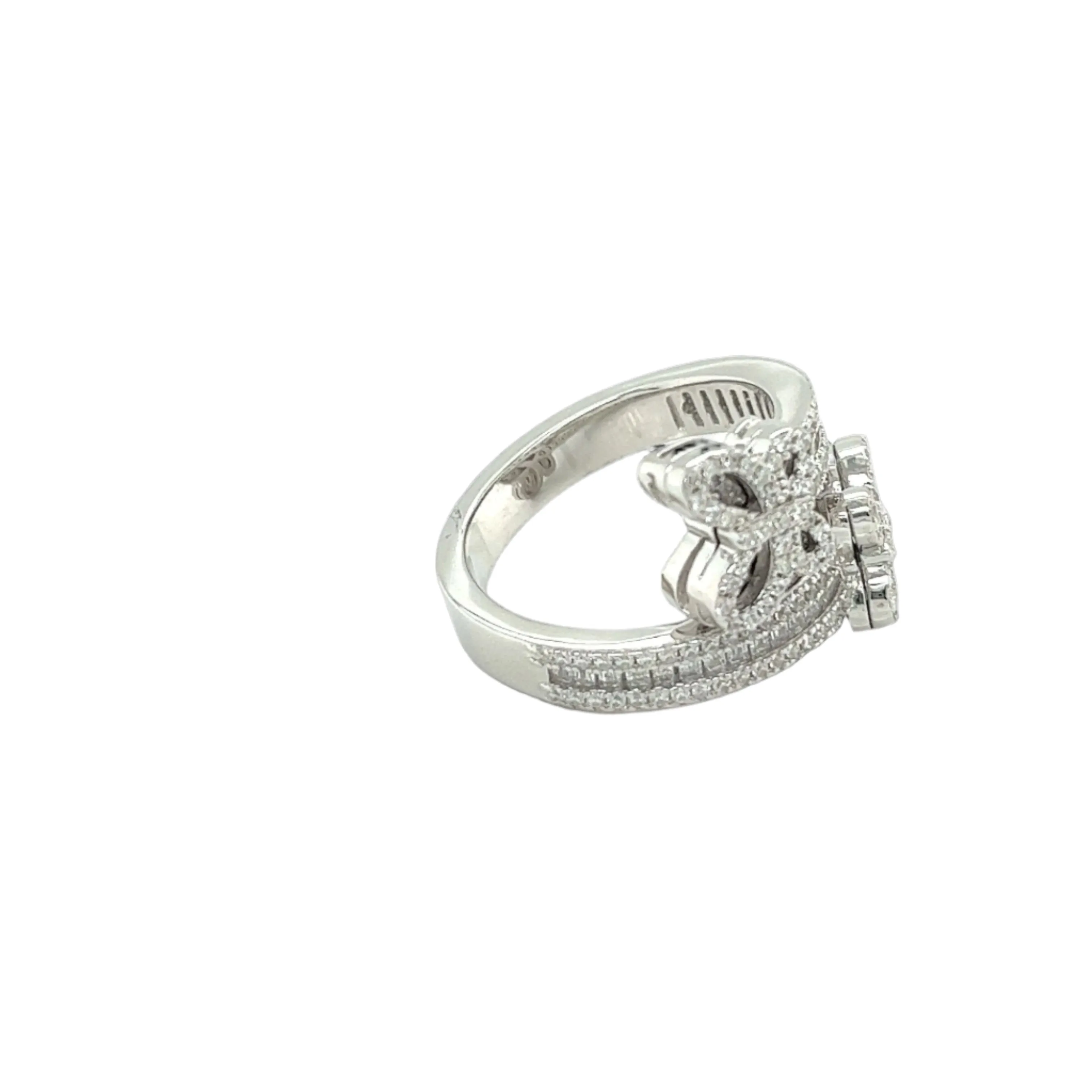 Whimsical Butterfly Open Ring with Yellow and Clear Cubic Zirconia - C10561159
