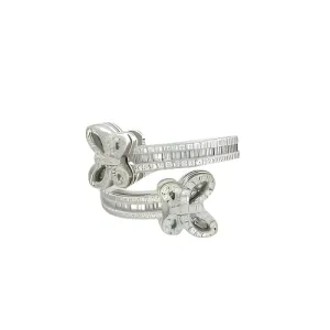 Whimsical Butterfly Open Ring with Yellow and Clear Cubic Zirconia - C10561159