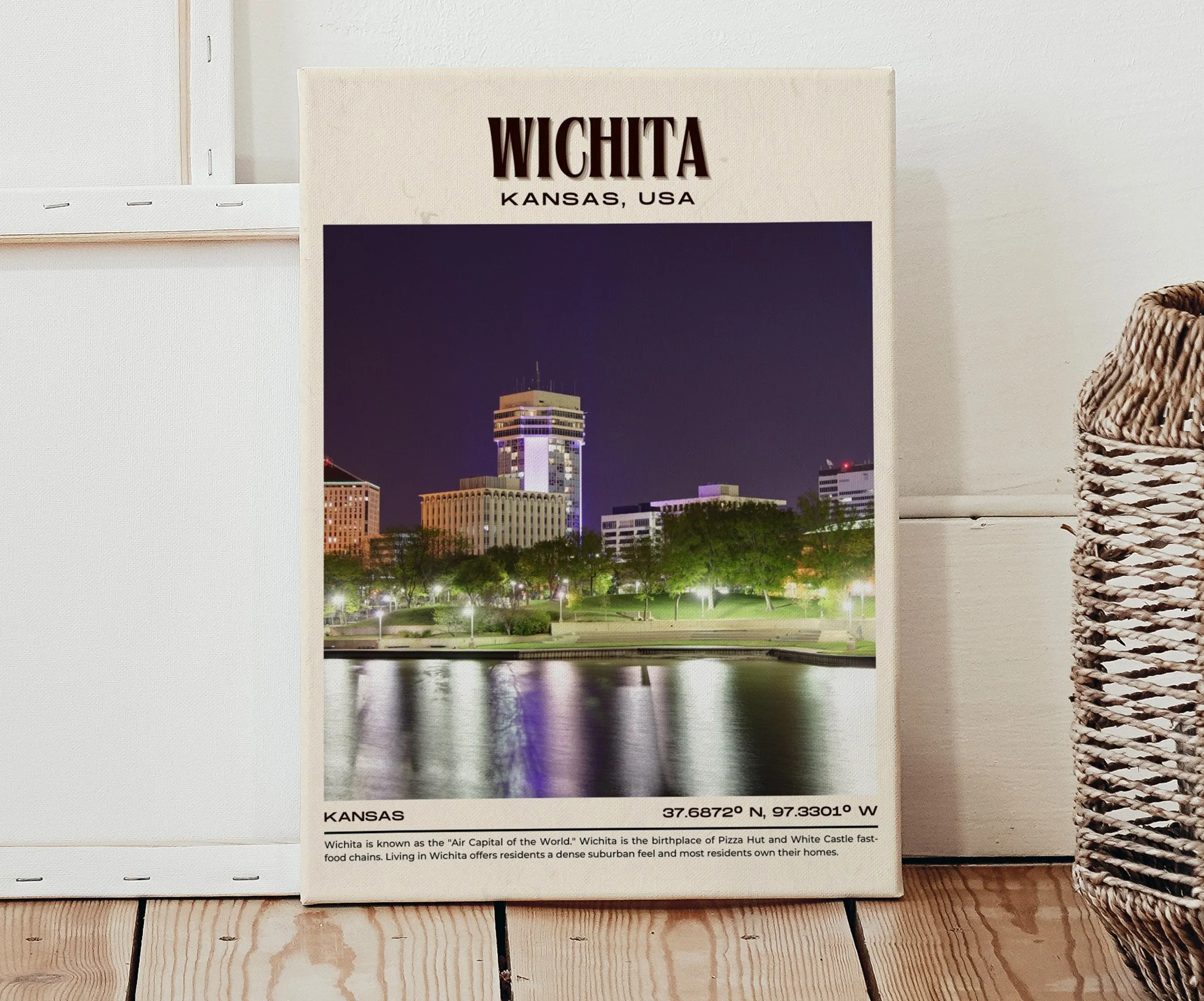 Wichita Vintage Wall Art, Kansas, USA