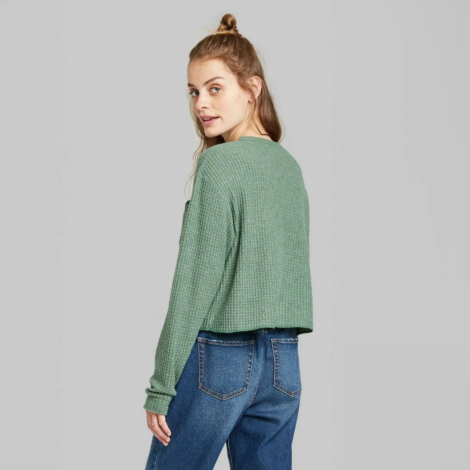 Wild Fable Women's Long Sleeve Crewneck Waffle Top
