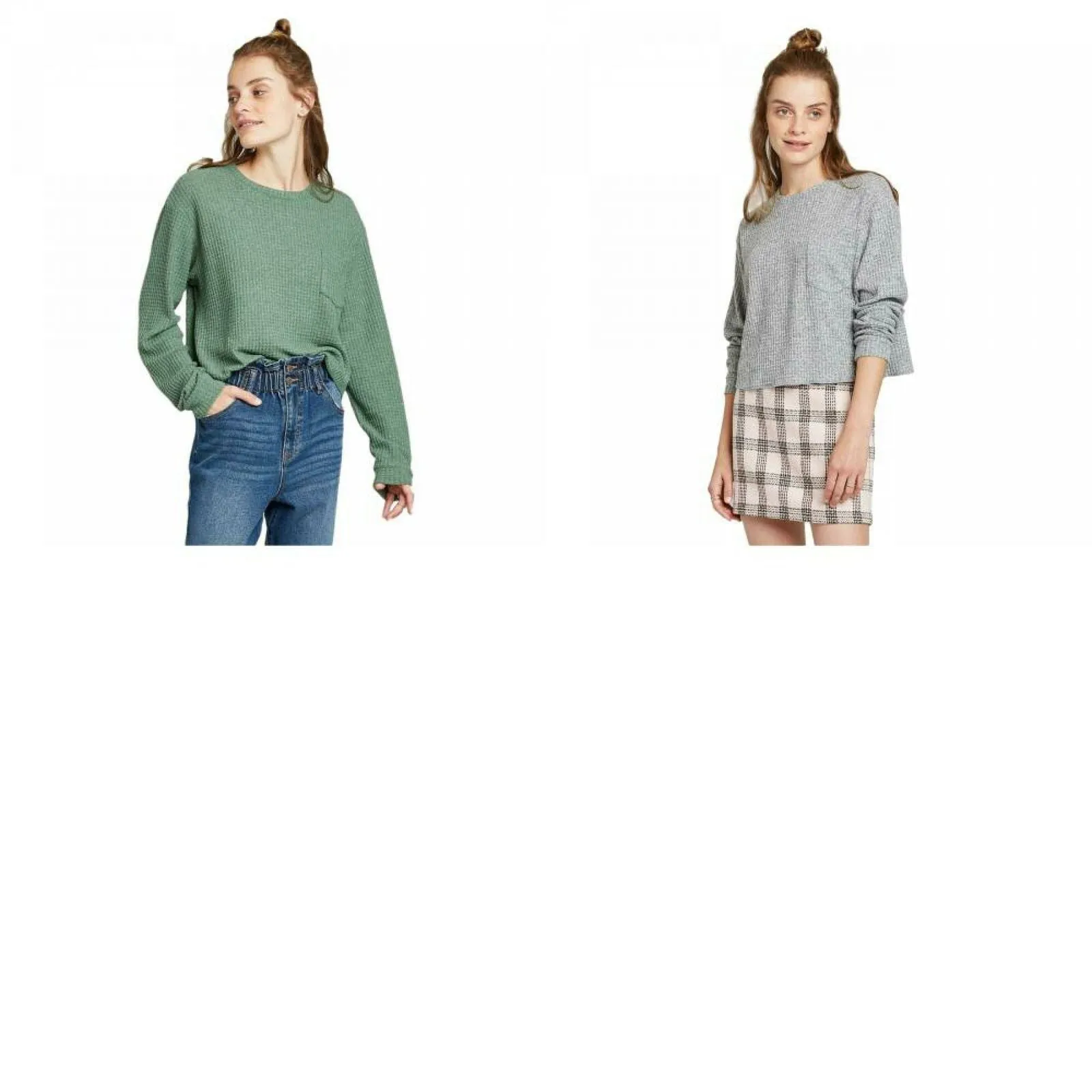 Wild Fable Women's Long Sleeve Crewneck Waffle Top