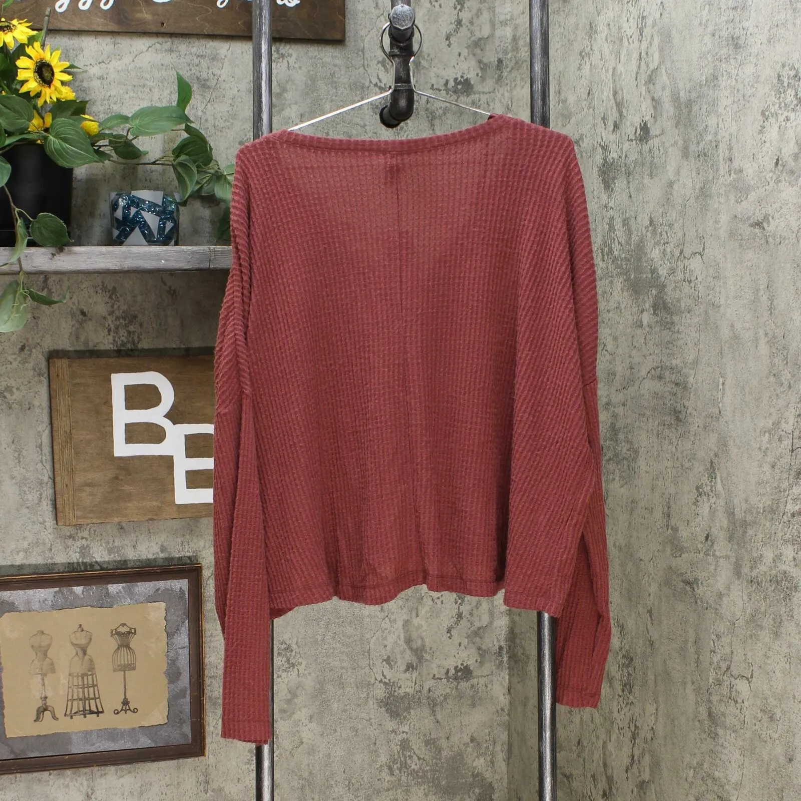 Wild Fable Women's Long Sleeve V-Neck Button Front Thermal Top
