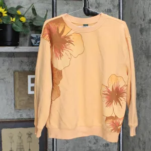 Wild Fable Womens Pullover Oversized Sweatshirt Peach Orange Floral S