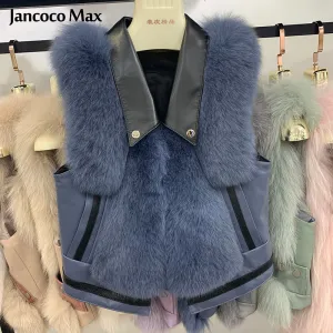 Winter Women Genuine Leather Fur Gilets Luxury Fluffy Real Fox Fur Vests