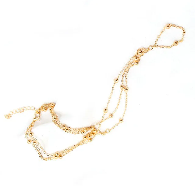 Women Fashion Mini Metal Ball Chain Anklet, Bohemian Summer Beach Beads Barefoot Anklet Jewelry