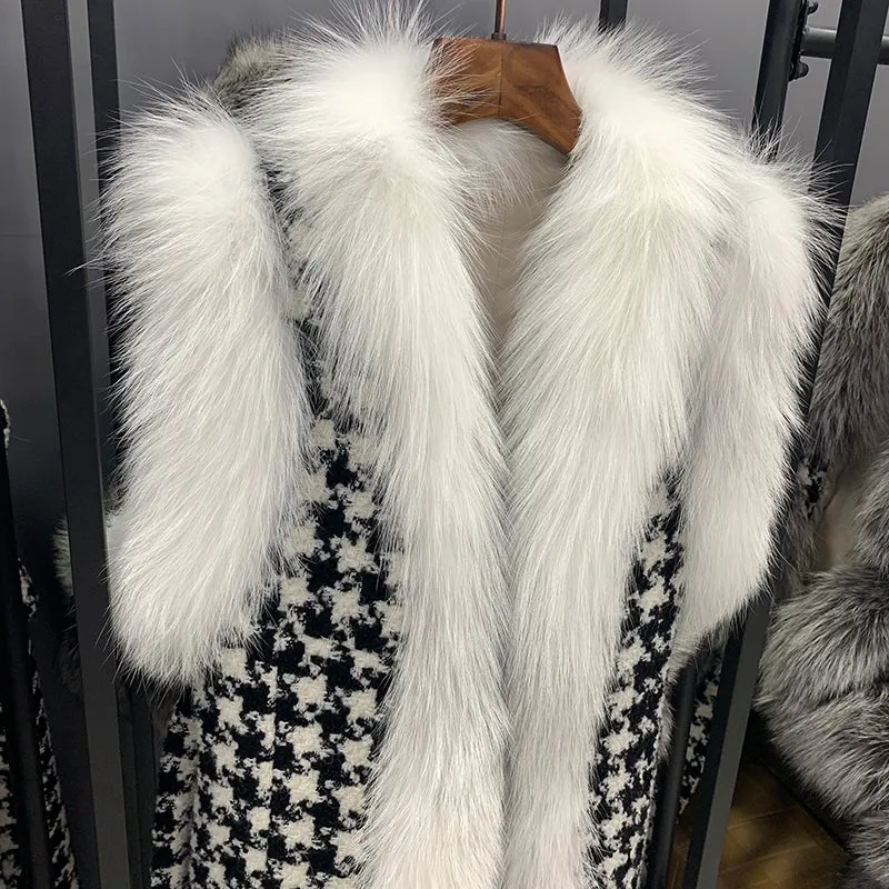 Women Luxury Warm Real Fox Fur Gilets Winter Fashion Fur Vest Waistcoat