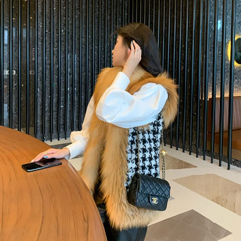 Women Real Fox Fur Vest Winter Fashion Gilets Luxury Warm Waistcoat