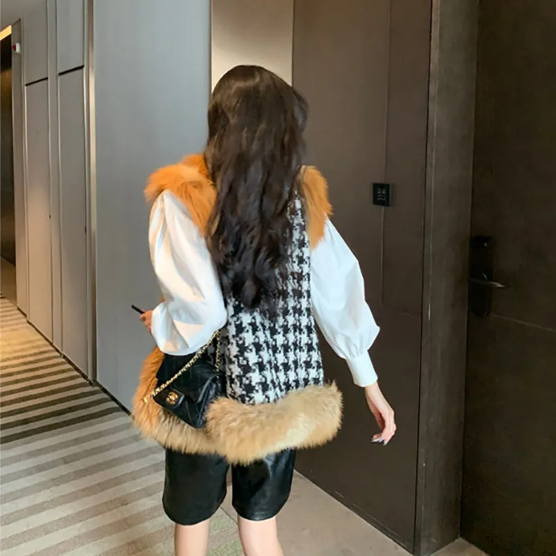 Women Real Fox Fur Vest Winter Fashion Gilets Luxury Warm Waistcoat