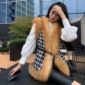 Women Real Fox Fur Vest Winter Fashion Gilets Luxury Warm Waistcoat